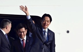 Taiwanese Vice President William Lai arrives in Asunción, the capital of Paraguay to attend the inauguration of Paraguayan President Santiago Pena on Aug. 14, 2023.