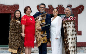 Maori Wards Councillors stand outside Council. "We will not be silenced" one says after recent government decision.