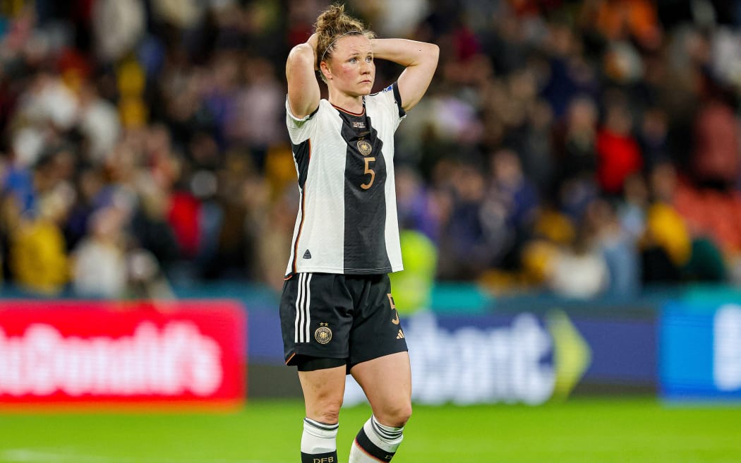 Marina Hegering of Germany looks dejected after their elimination from the 2023 FIFA World Cup.
