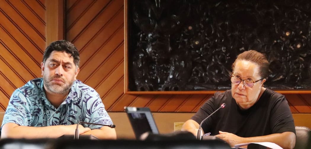 Sione Teketeke, left, the Pacific Islands Forum Secretariat's director governance and engagement with Secretary General Dame Meg Taylor.