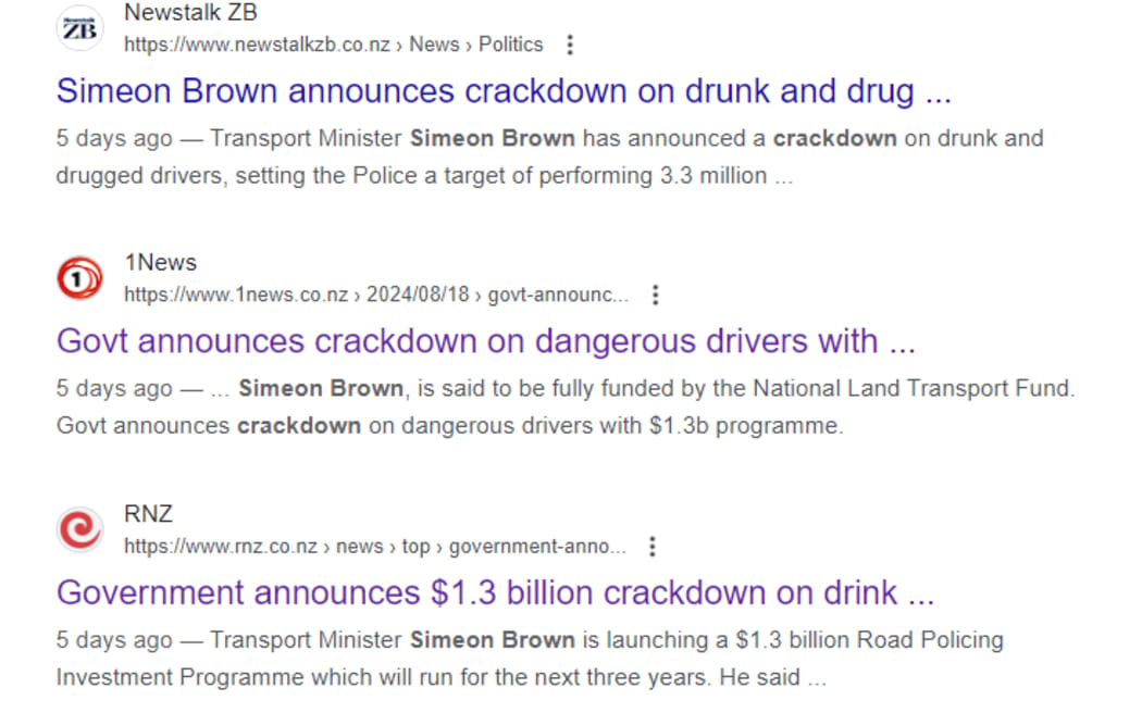 Headlines about the government's crackdown on drink and drug driving.