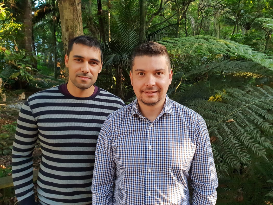 Hill Park residents Scott Oakely (l) and Dmitry Mayster want the area to be officially on the map