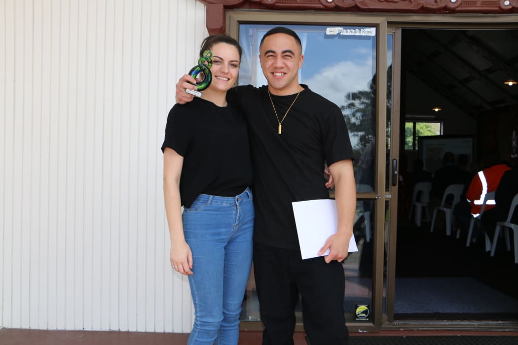 Nicole Duncan and Dekota Simpson are happy to have graduated from the Fletcher Building Connect programme.