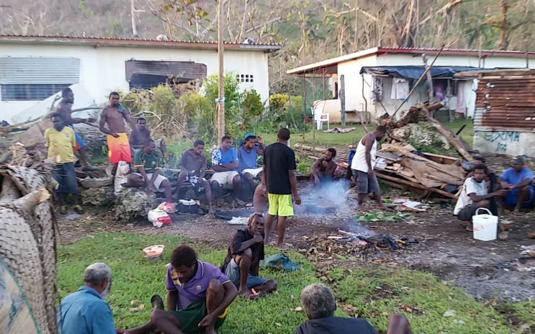 Farmers from Teoma Bush in Vanuatu taking refuge at the St Joseph evacuation centre.