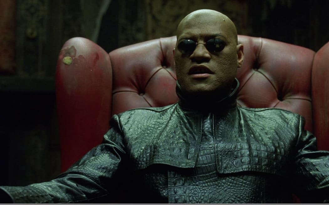 Skinny Laurence Fishburne in The Matrix.