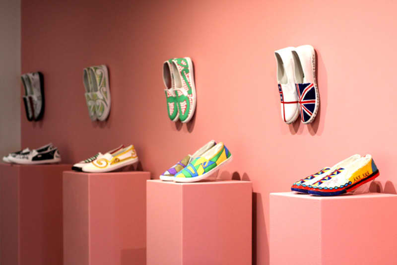 More than 50 pairs of shoes were painted by artists who are in prisoner.
