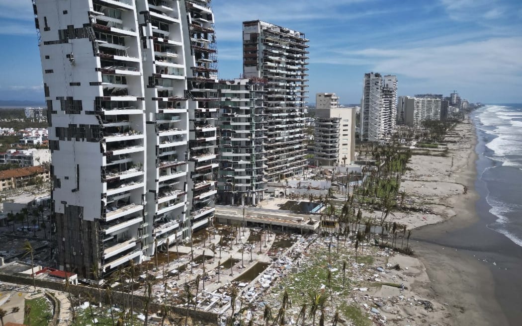 Hotels and high rises in the seaside resort city of Acapulco, Mexico, damaged during Hurricane Otis.