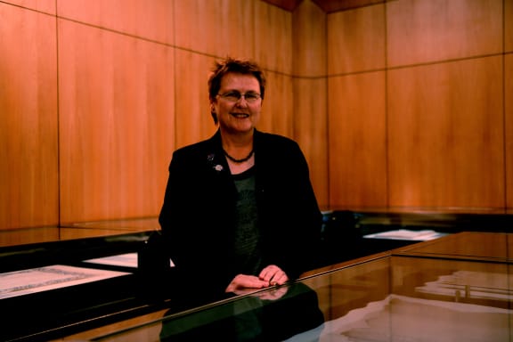 Chief archivist Marilyn Little in National Archives' conservation room