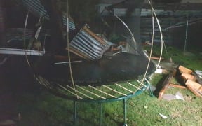 Damage in St Heliers caused by strong winds during tonight's storm.