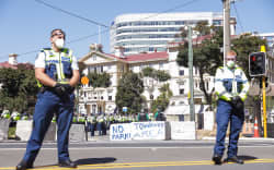 Police at Covid convoy protest - Parliament, Wellington on 24 February 2022.