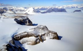 Ice from East Antarctica flowing through the Transantarctic Mountains. 16 million years ago this region would have been ice-free and covered in tundra vegetation.