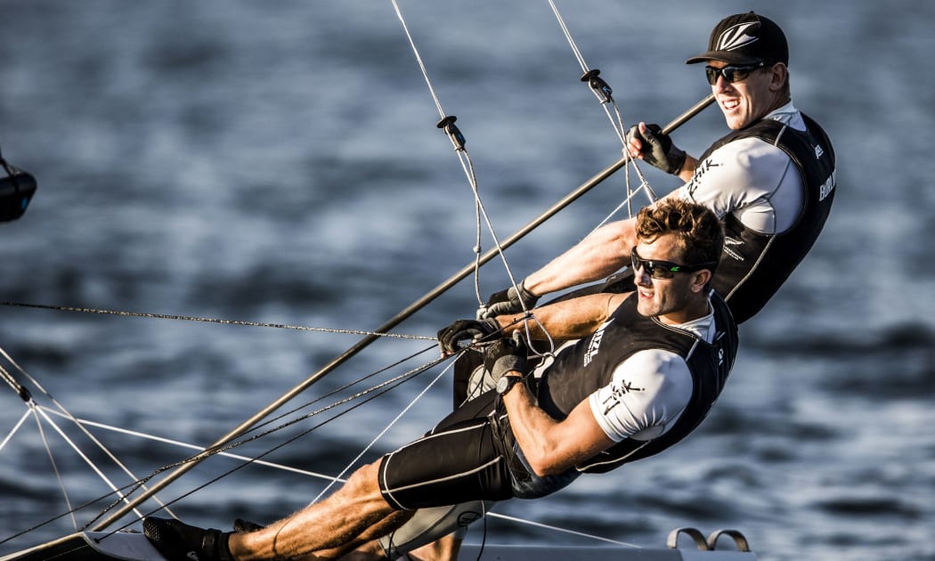 New Zealand 49er sailors Blair Tuke and Peter Burling.