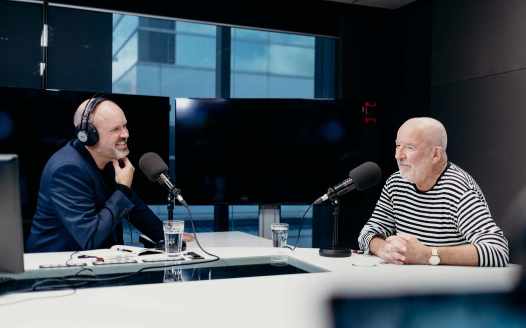 Reverend Frank Ritchie sitting across a desk from NewstalkZB's political editor Barry Soper.