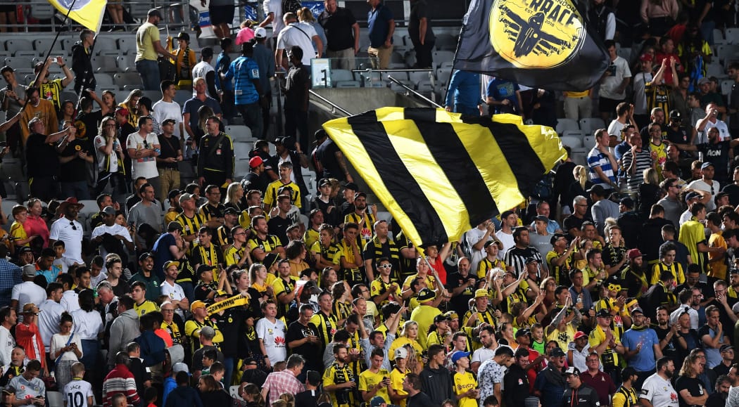 Wellington Phoenix fans show their support at Eden Park.