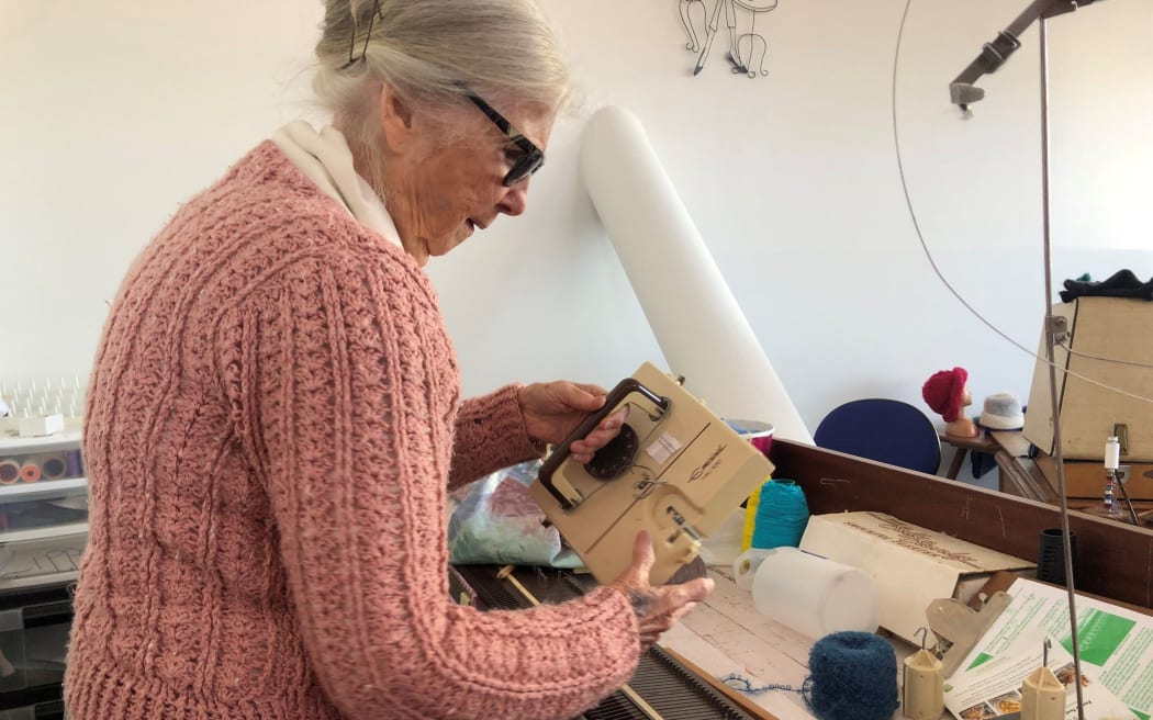 Margaret Richardson says she uses domestic knitting machines to make her garments.