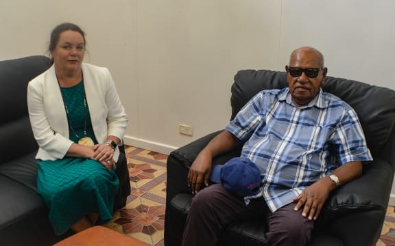 The CEO of PNG Power, Carolyn Blacklock, with Bougainville's President, John Momis