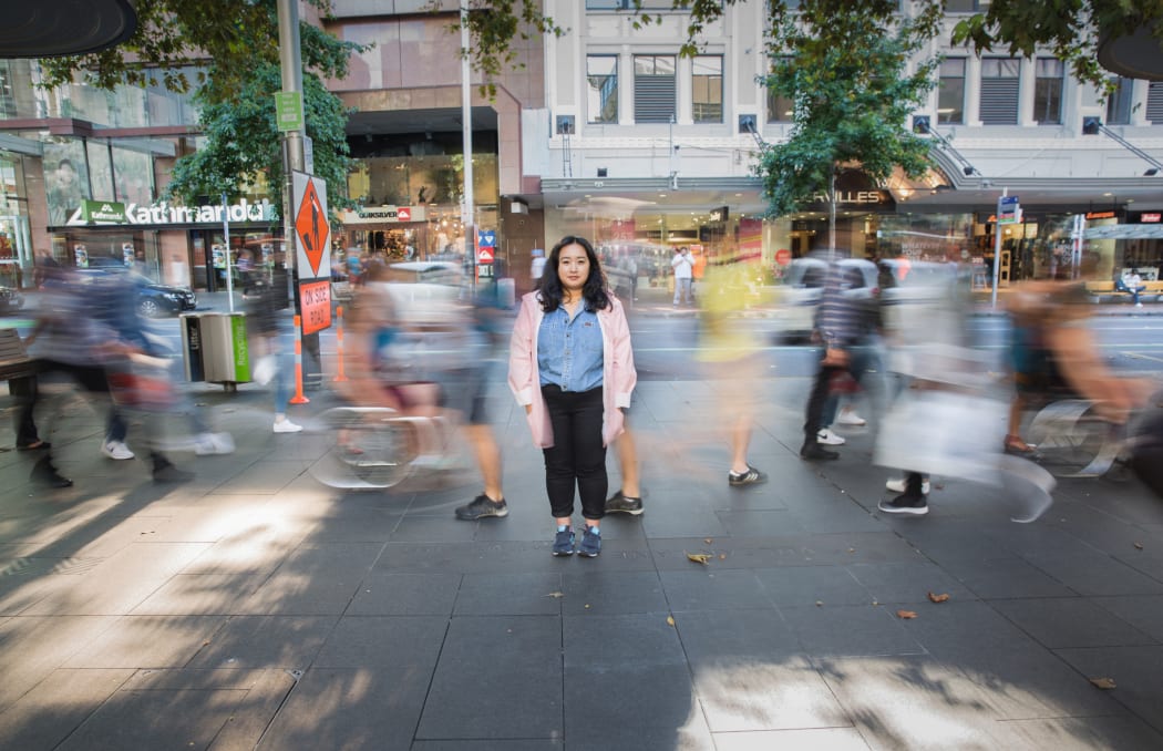 Lucy Zee on Queen St, Auckland.