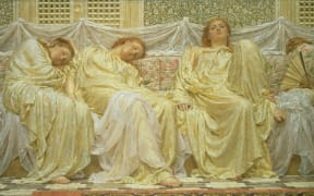 Dreamers, 1882 Artist: Albert Joseph Moore Keywords: Birmingham Museums Trust/Birmingham Museum & Art Gallery, Oil Painting, Women, Female, Yellow, Tired https://dams.birminghammuseums.org.uk/asset-bank/action/viewAsset?id=4079