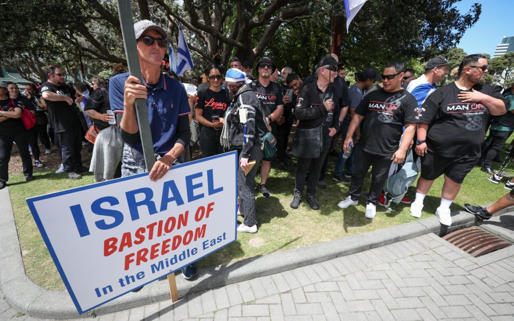 A rally to show support for Israel organised by Bishop Brian Tamaki and members of Destiny Church on 7 December 2023.
