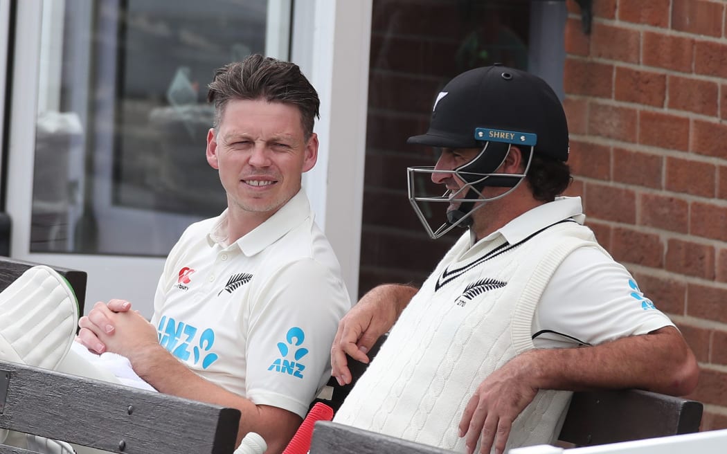 Michael Bracewell (left) and Colin de Grandhomme during the Black Caps tour of England 2022.