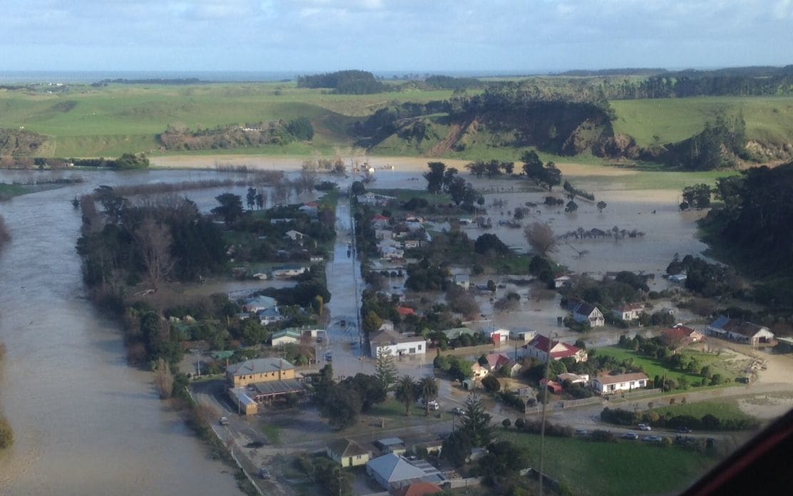 Aerial photo of Waitotara. Whanganui flood