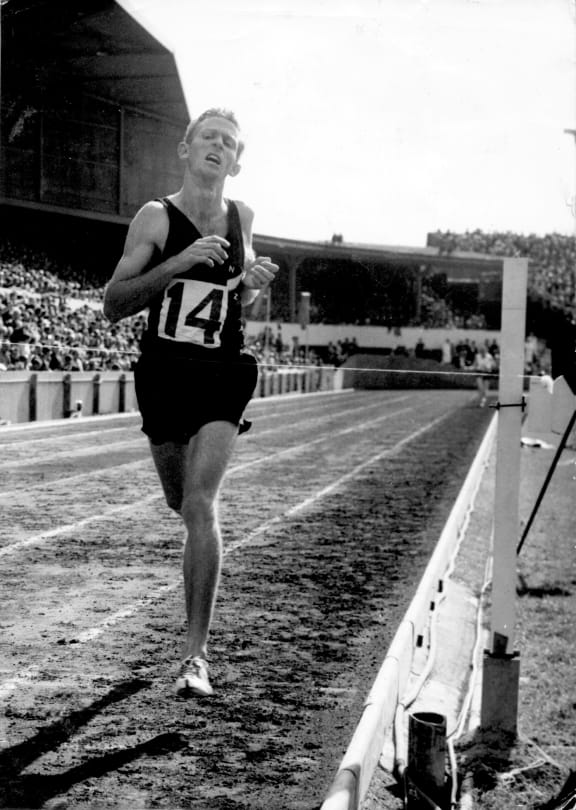 New Zealand middle distance runner, Sir Murray Halberg, during a race.
