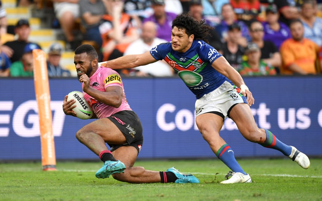 Dallin Watene-Zelezniak of the Warriors. One New Zealand Warriors v Penrith Panthers, Round 10 (Magic Round) of the NRL Premiership Rugby League match at Suncorp Stadium, Brisbane, Australia on Saturday 6 May 2023. Photo: Matt Roberts / NRL Photos