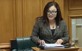 National MP Melissa Lee questions the minister of broadcasting in Parliament.