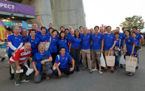 The team from Morrison Foerster show their support for Manu Samoa.