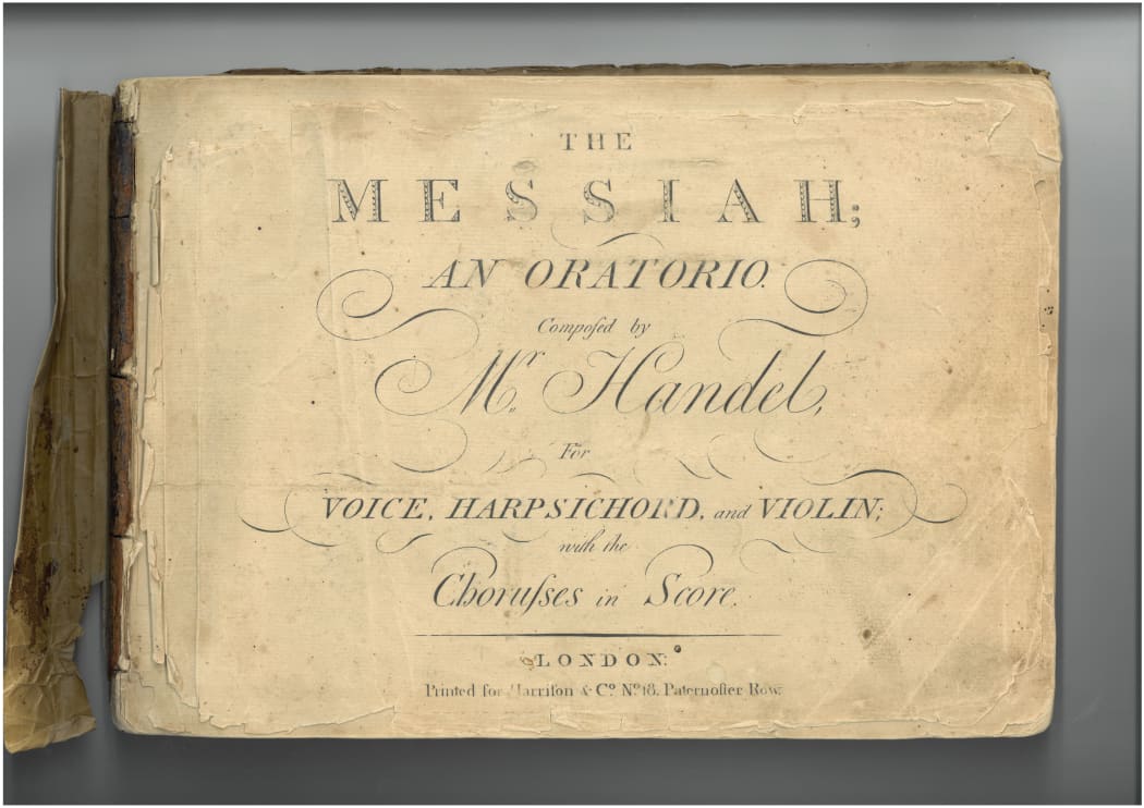 1784 edition of Messiah published by London’s Harrison and Co and found in Tauranga, NZ
