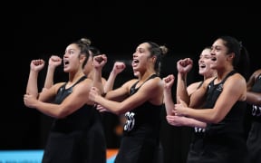 Silver Ferns players celebrate victory over England in the 2022 Commonwealth Games bronze medal match against England in Birmingham.