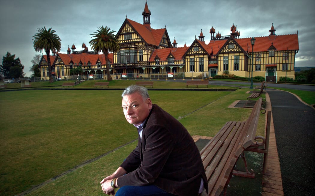Rotorua Lakes Council arts and culture director Stewart Brown outside the Rotorua Museum, which will be closed indefinitely due to extensive damage. 7 July 2017 Daily Post Photograph by Stephen Parker
