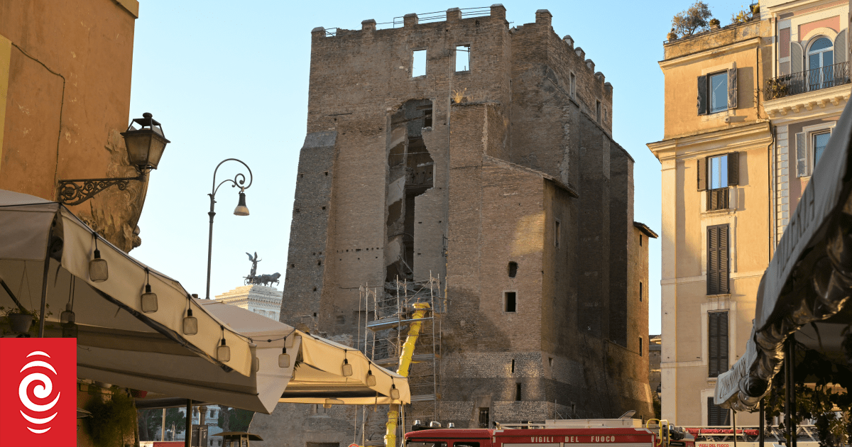 Worker trapped under collapsed medieval tower in Rome dies, media says
