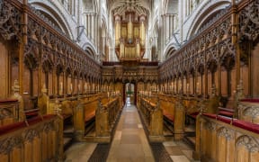 Interior, Norwich Cathedral in Norfolk, England.
