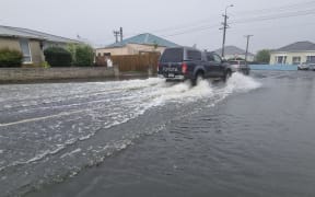 Flooding in Churchill Street, Dunedin