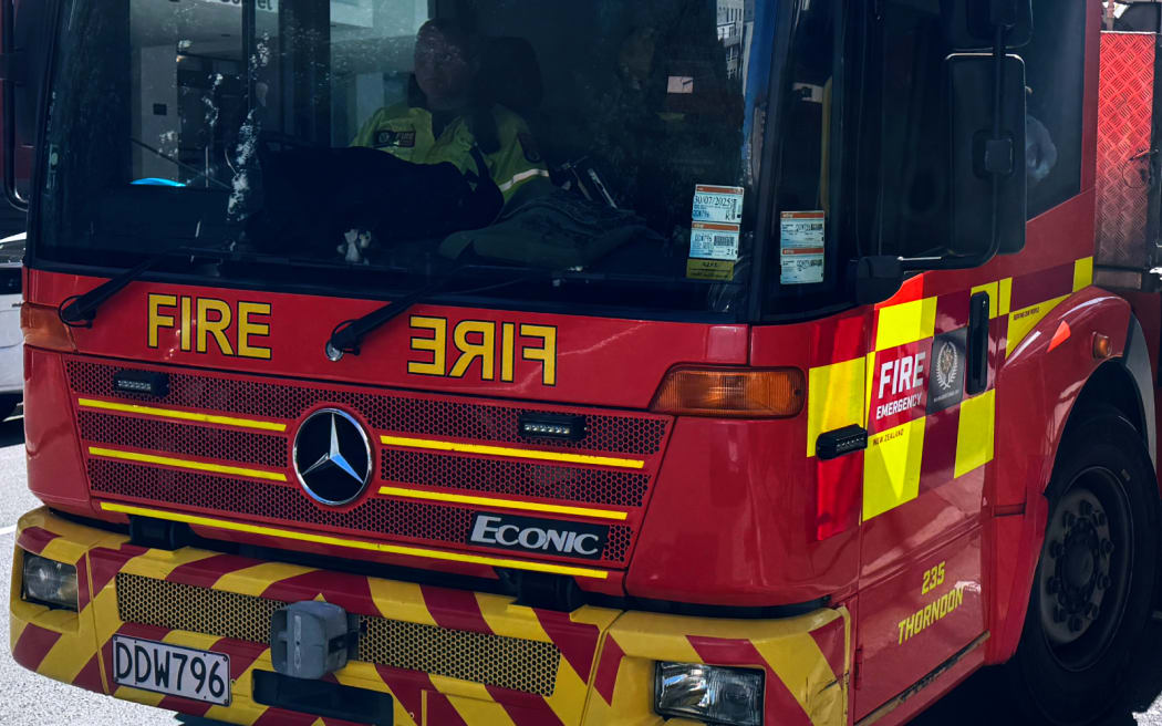 A fire truck, close-up, in Wellington.