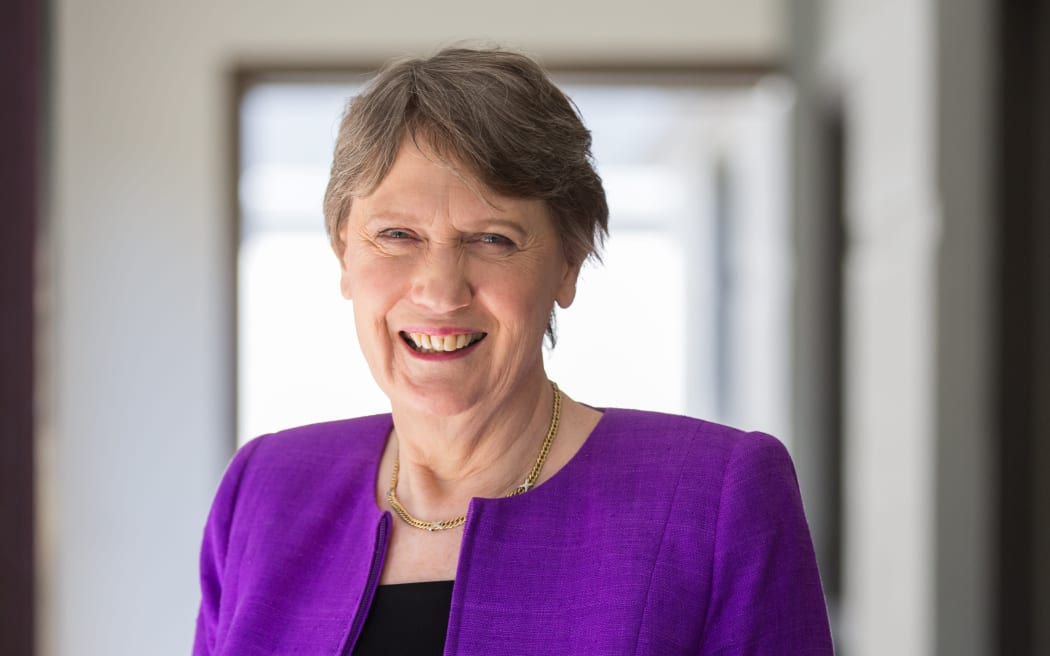 Solo shot image of Helen Clark smiling at the camera.