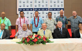 Samoa Government and Rugby League officials at the launch of the inaugural World Nines Confederation Cup (WNCC) Tournament held in Apia.