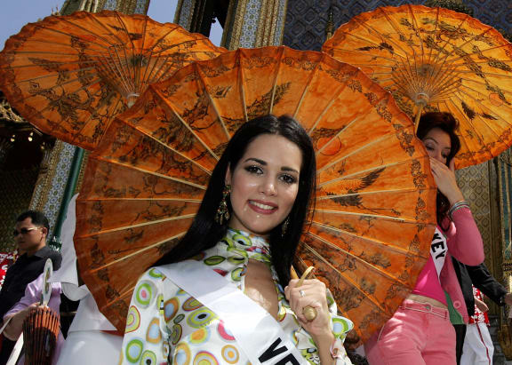 Monica Spear in Bangkok ahead of the Miss Universe pageant in 2005.