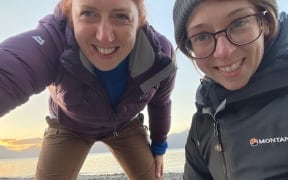 Hannah Price (left) and her partner.