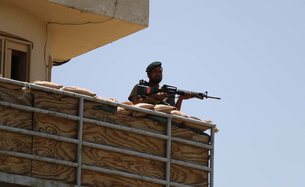 Afghan National Army stands guarded Bagram airfield in Kabul, on  3 July, 2021.