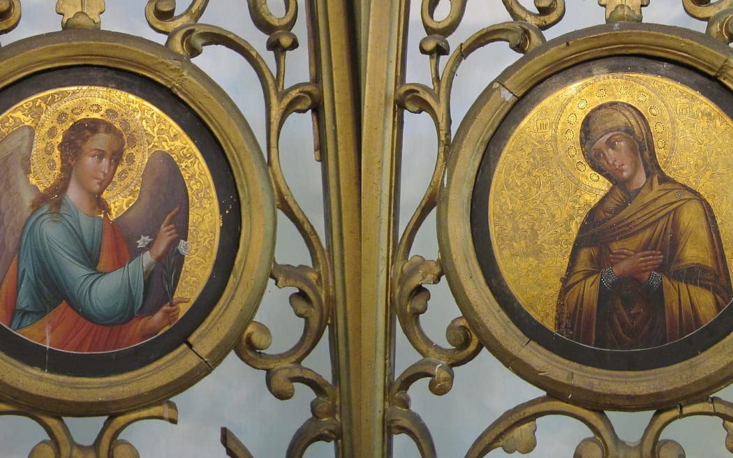Annunciation on Royal Doors in Nõo Trinity Church, Estonia