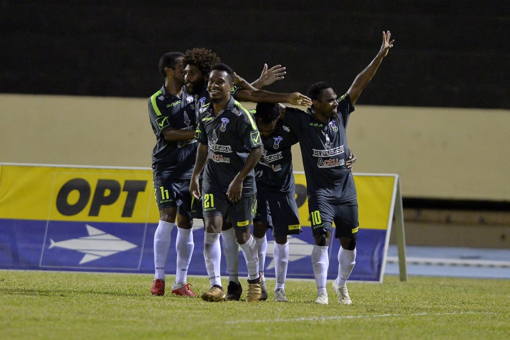 As Magenta celebrate a goal during their 8-0 victory over Central Sport.