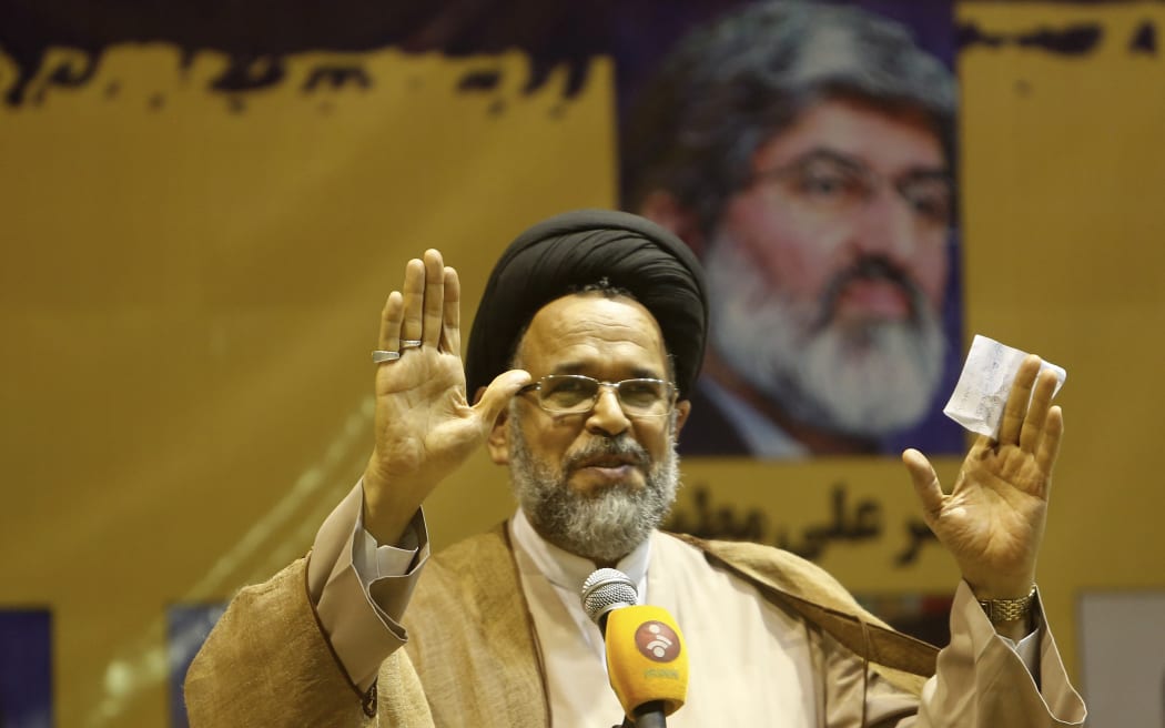Iranian intelligence minister Mahmoud Alavi pictured at a campaign meeting in 2016.