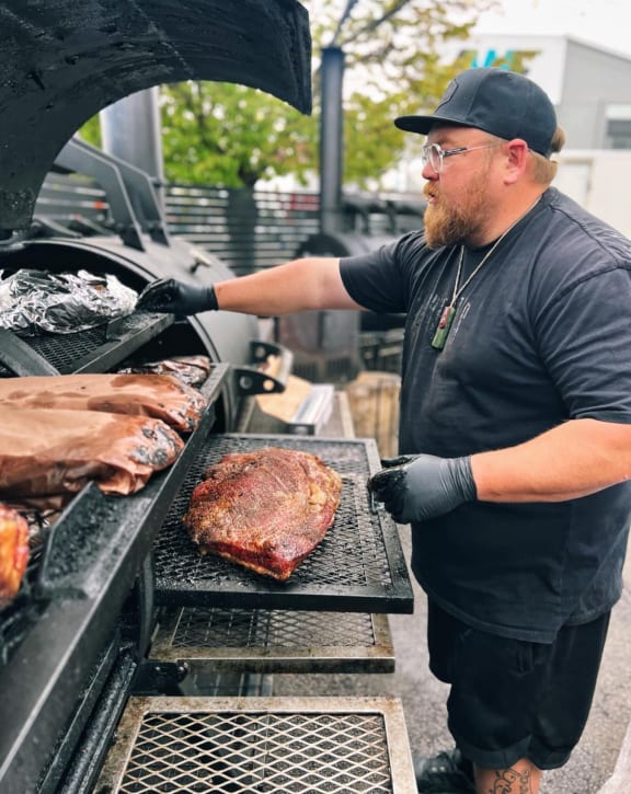 Tristin Anderson on the tools at Smokey T's in Christchurch.