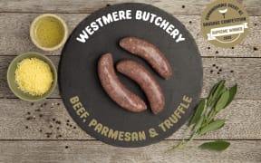 The supreme winner in the 2025 Great NZ Sausage Competition - a beef, parmesan and truffle creation from Westmere Butcher.