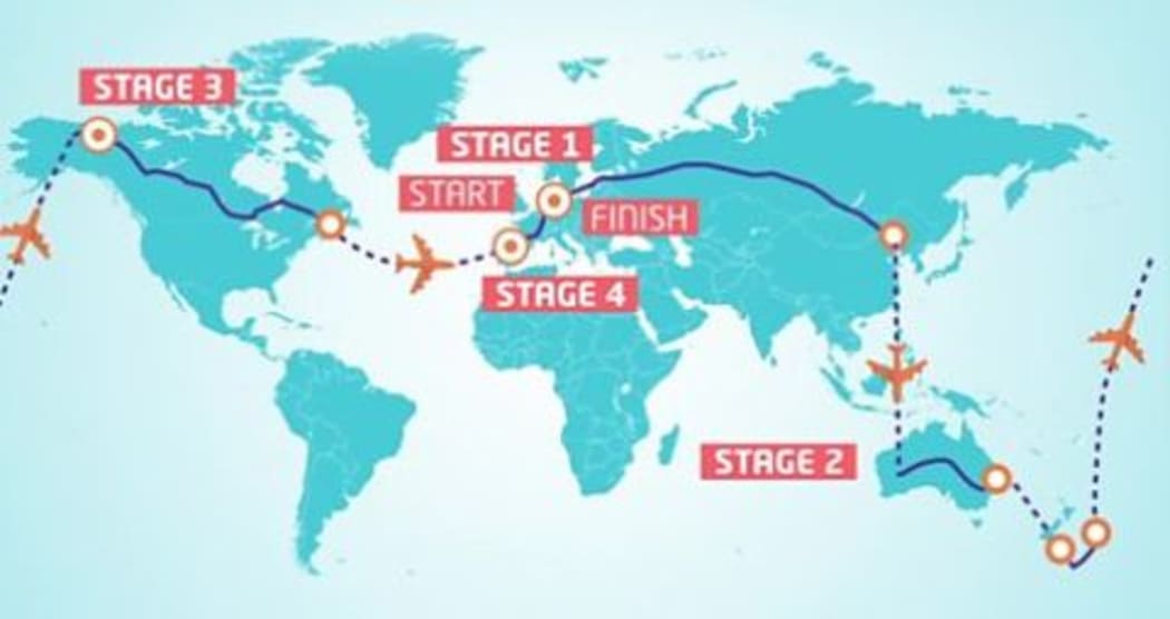 The circuit Mark Beaumonth cycled to complete his epic journey.