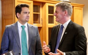 Bill English with new National Party leader, Simon Bridges.