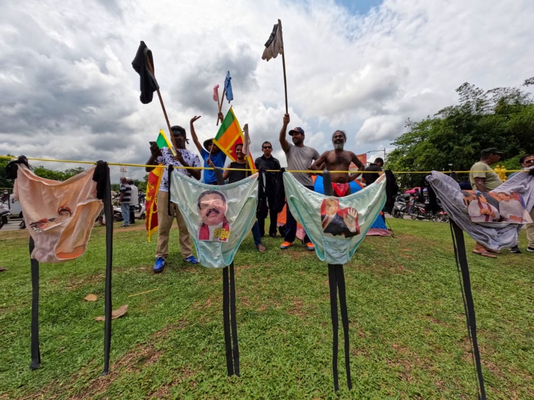 Sri Lankan university students protest.