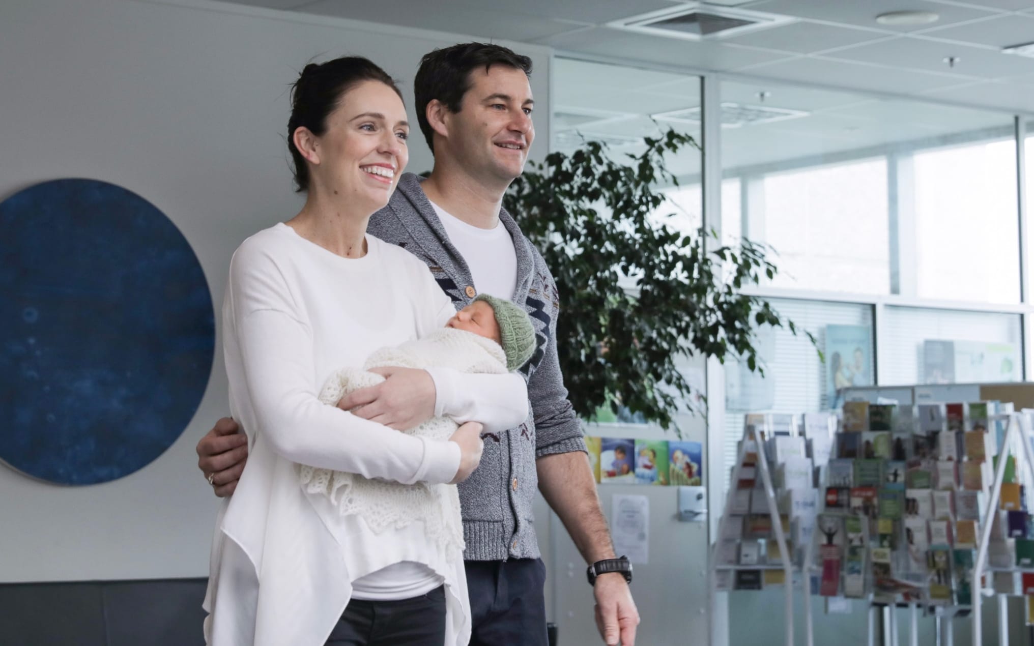 Prime Minister Jacinda Ardern and Clarke Gayford with their daughter Neve Te Aroha Ardern Gayford.